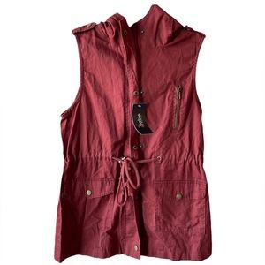 2 Sable | Military Drawstring Hoodie Vest with Zipper Snap Button Closure